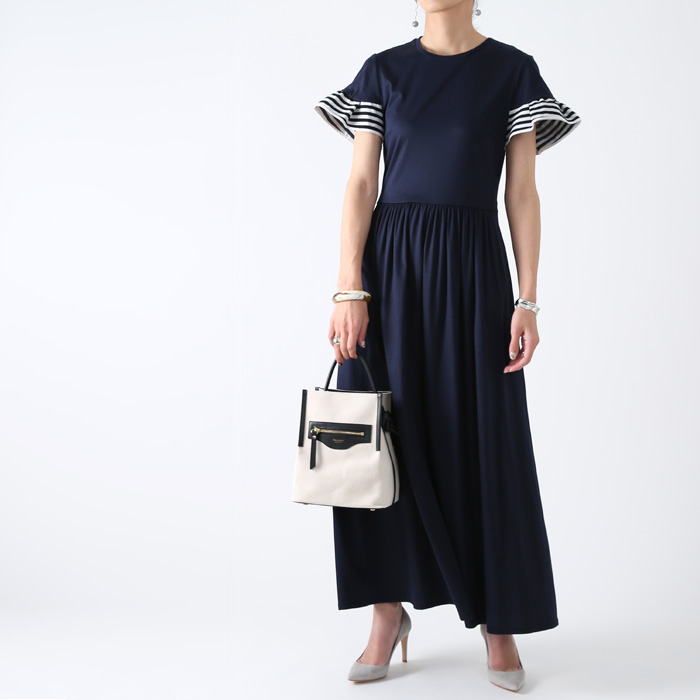 RUFFLED MAXI DRESS/ボーダーフリルマキシワンピース(WOMEN) | NDC JAPAN  ONLINE(エヌディシージャパン)｜カンパニーサイト＆オンラインストア