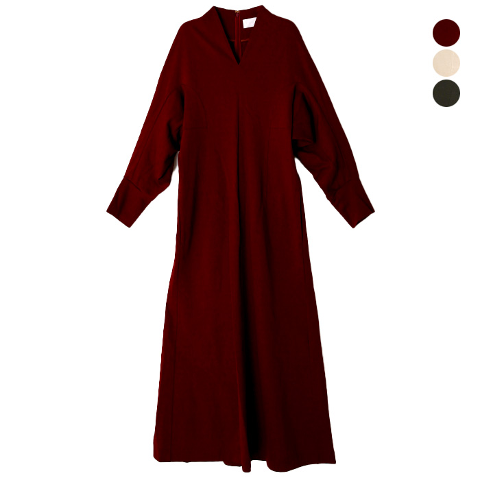 22AW】(R)V-Neck Classic Cotton Dress/V-ネッククラシックドレス 