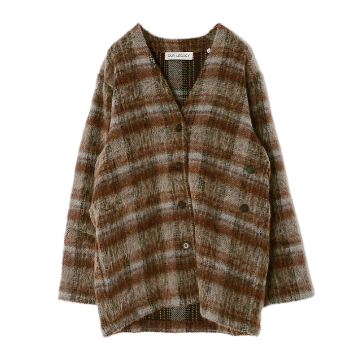 【22AW】(R)Cardigan Ament Check Mohair/カーディガンアメントチェックモヘア(WOMEN) | NDC